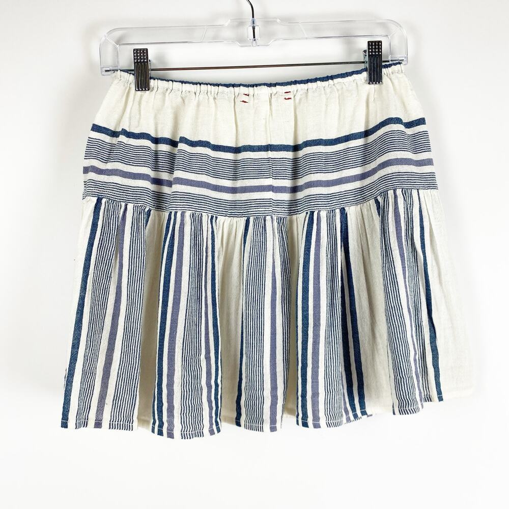 Xirena 100% Cotton White Blue Striped Mini Skirt Summer Festival Womens Size XS - Picture 4 of 10
